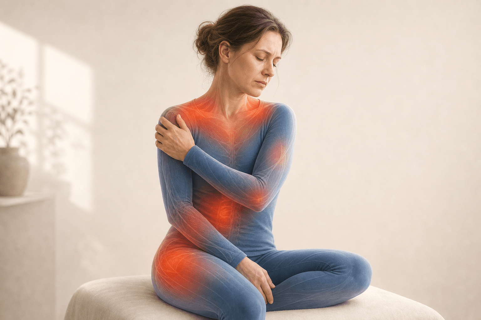 Illustration som visar kroppen och flera områden som kan påverkas