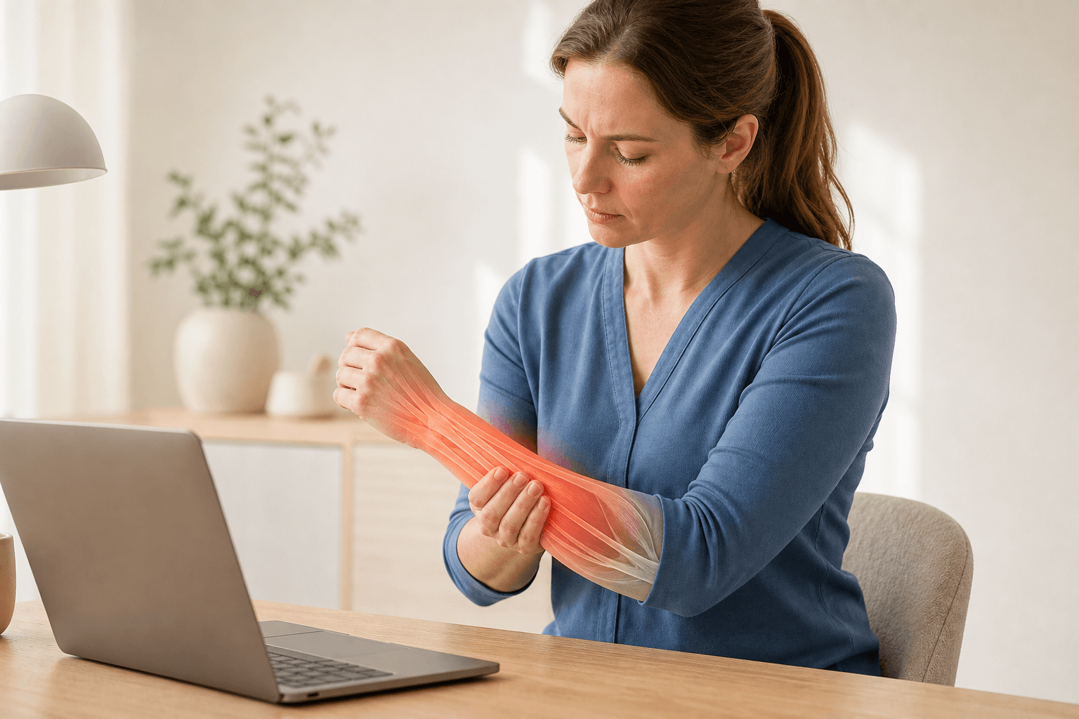 Illustration som markerar området kring arm och hand